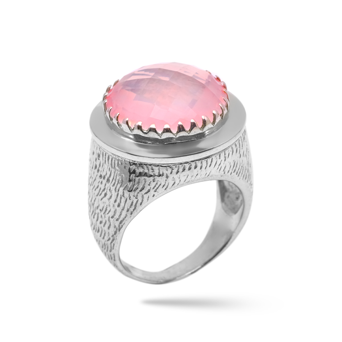 Bague quartz rose argent Luciana